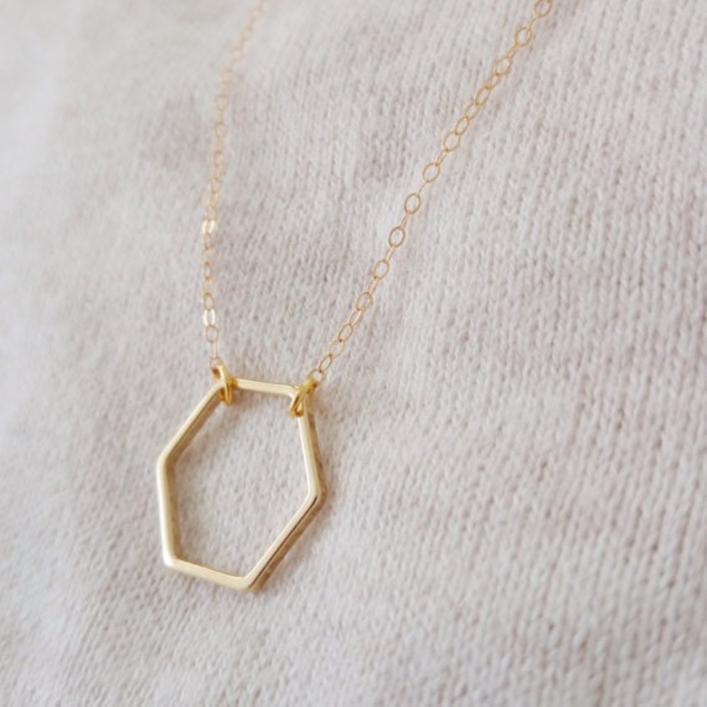 Dainty Hexagon Necklace Pendant - Picture 3 of 4